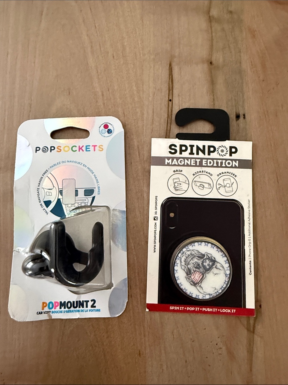 PopSocket SpinPop Magnet Edition Black and White PopMount 2 Set